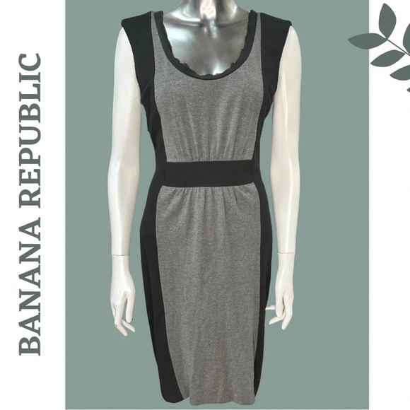 Banana Republic Knit Sleeveless Dress Grey Black size  Medium - Picture 1 of 8